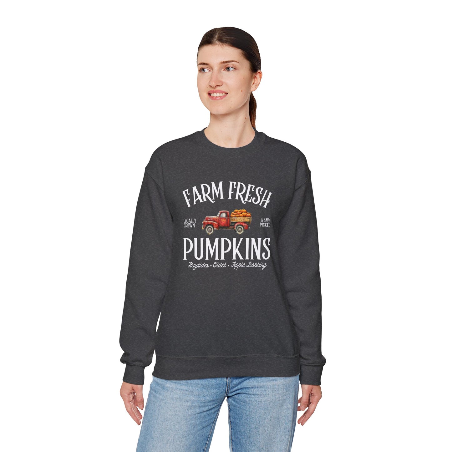 Farm Fresh Pumpkins Graphic Sweatshirt β Vintage Truck Fall Design