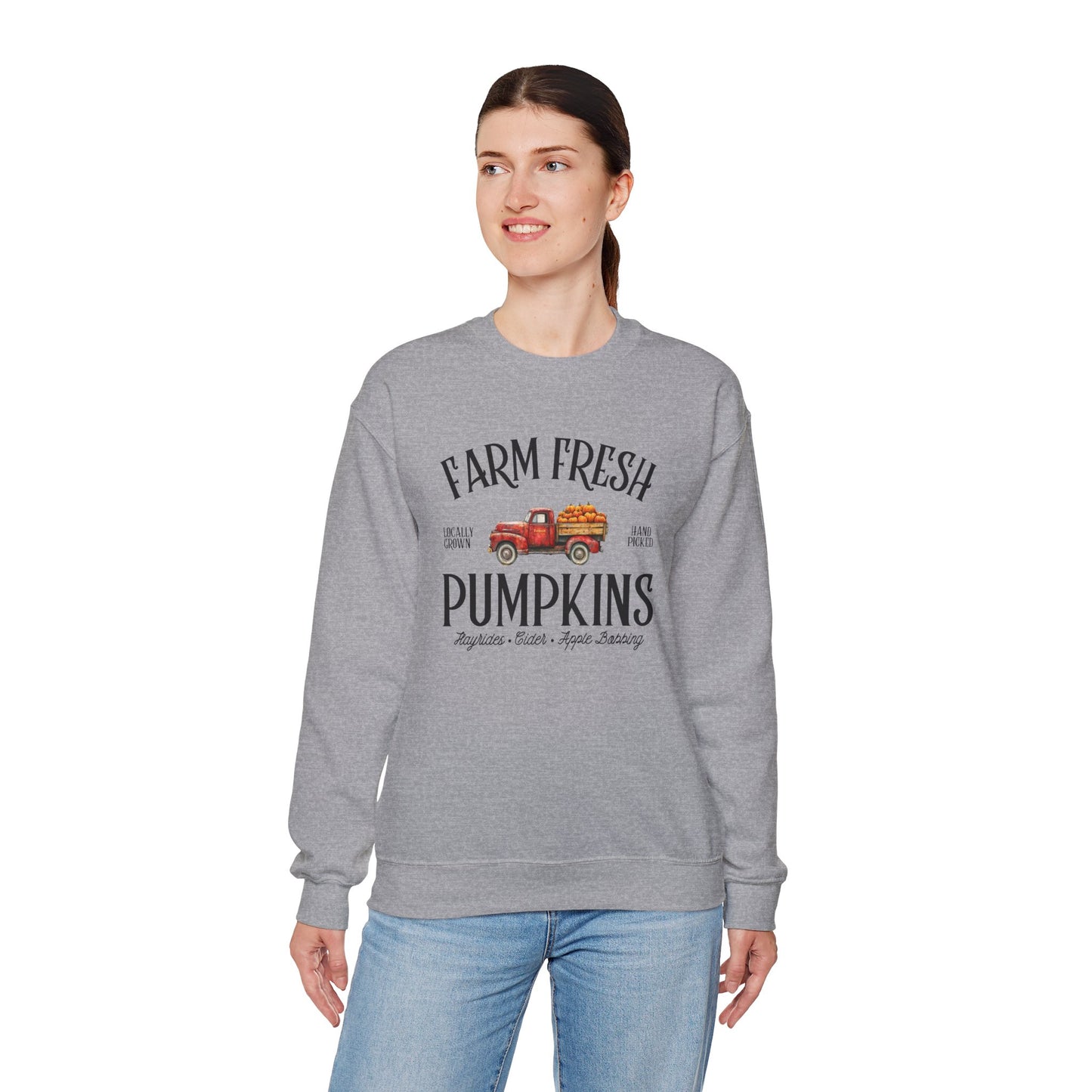 Farm Fresh Pumpkins Graphic Sweatshirt β Vintage Truck Fall Design