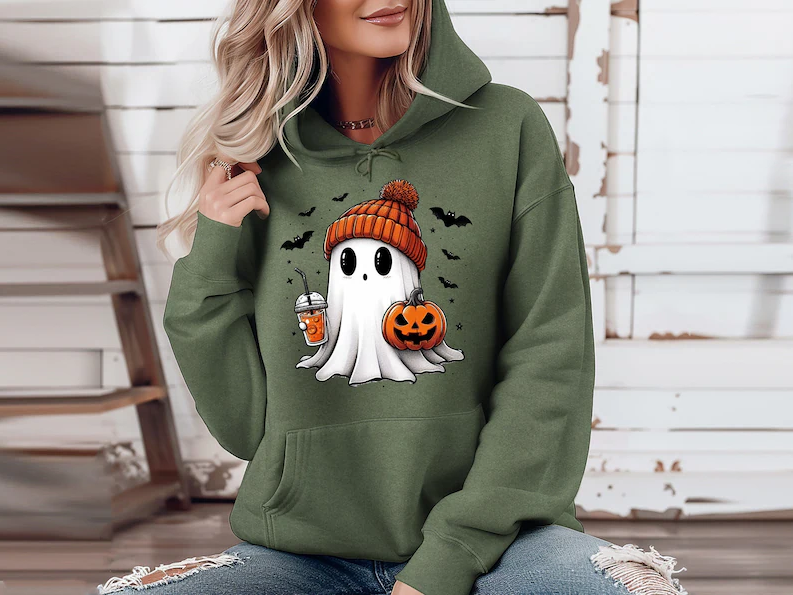 Cute Ghost Hoodie, Halloween Ghost Hoodie, Womens Halloween Hoodie, Cute Fall Hoodie, Spooky Season Hoodie, Pumpkin Season, Halloween Gift