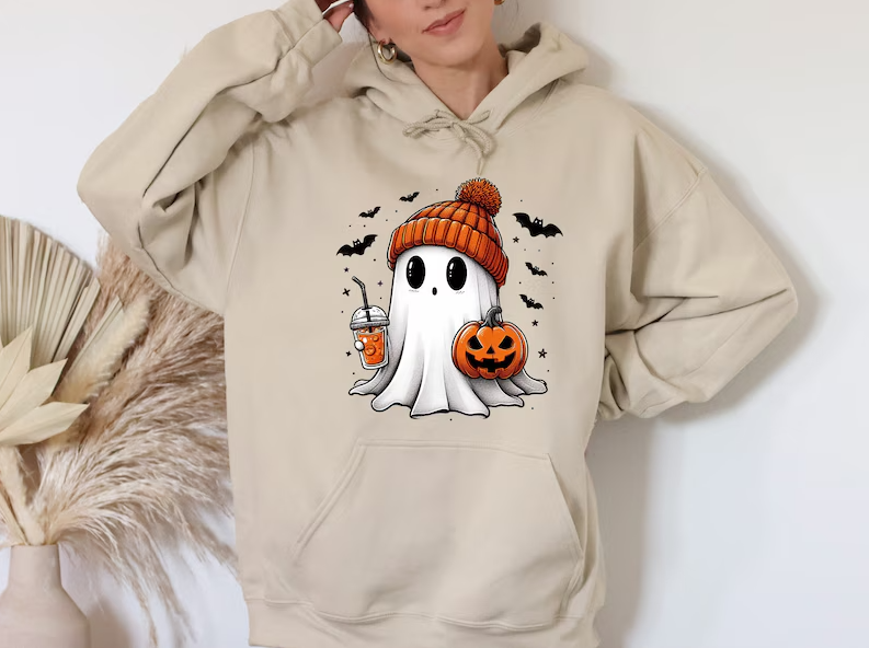 Cute Ghost Hoodie, Halloween Ghost Hoodie, Womens Halloween Hoodie, Cute Fall Hoodie, Spooky Season Hoodie, Pumpkin Season, Halloween Gift
