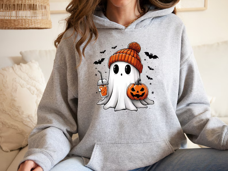 Cute Ghost Hoodie, Halloween Ghost Hoodie, Womens Halloween Hoodie, Cute Fall Hoodie, Spooky Season Hoodie, Pumpkin Season, Halloween Gift