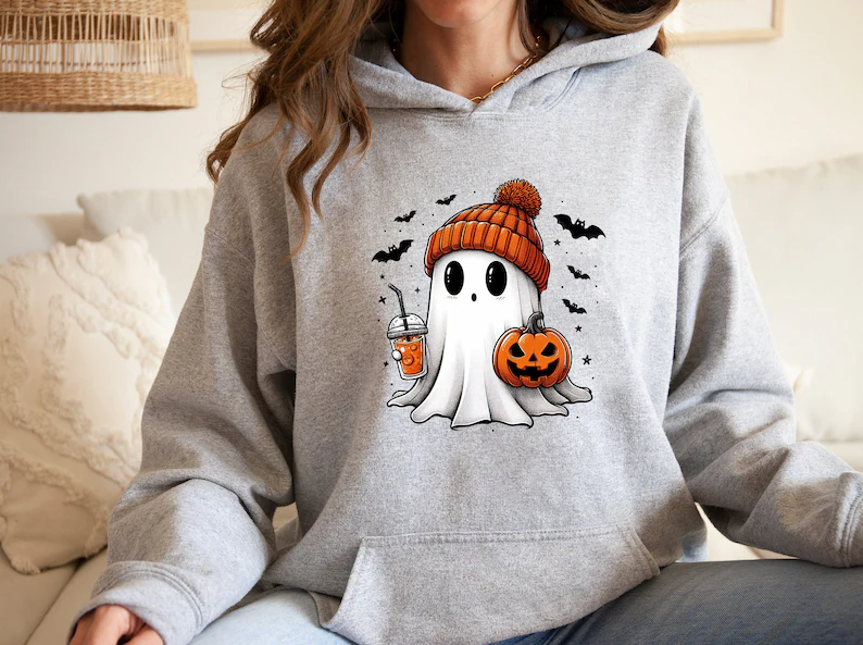 Cute Ghost Hoodie, Halloween Ghost Hoodie, Womens Halloween Hoodie, Cute Fall Hoodie, Spooky Season Hoodie, Pumpkin Season, Halloween Gift