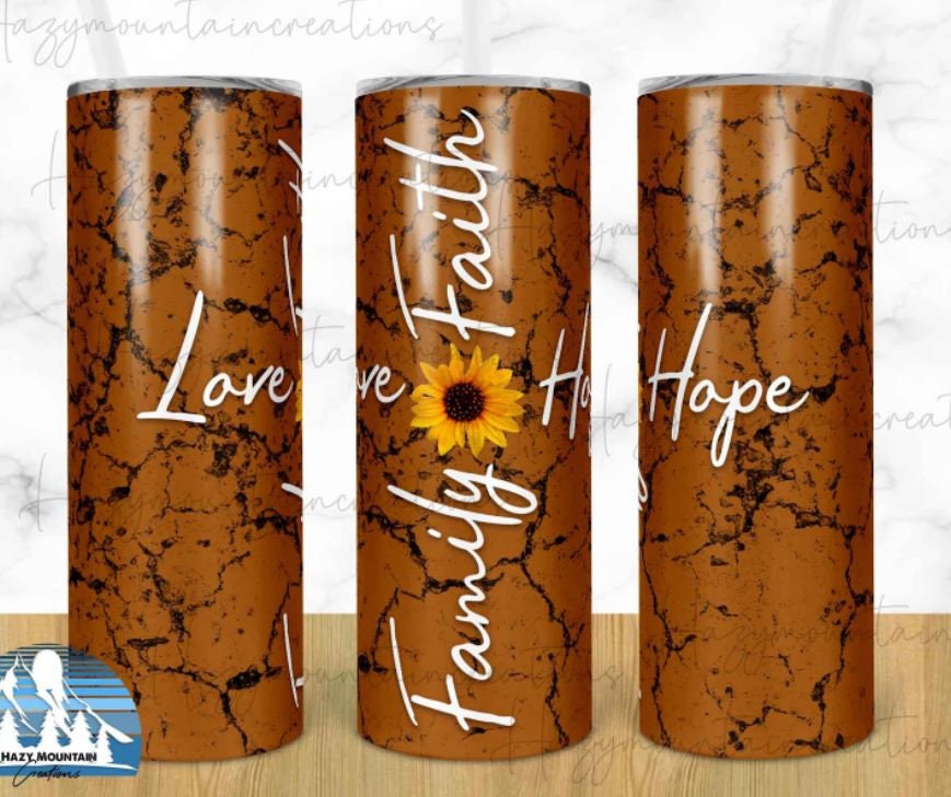 Family Faith Hope Love, Sunflower, 20 oz. Stainless Steel Tumbler