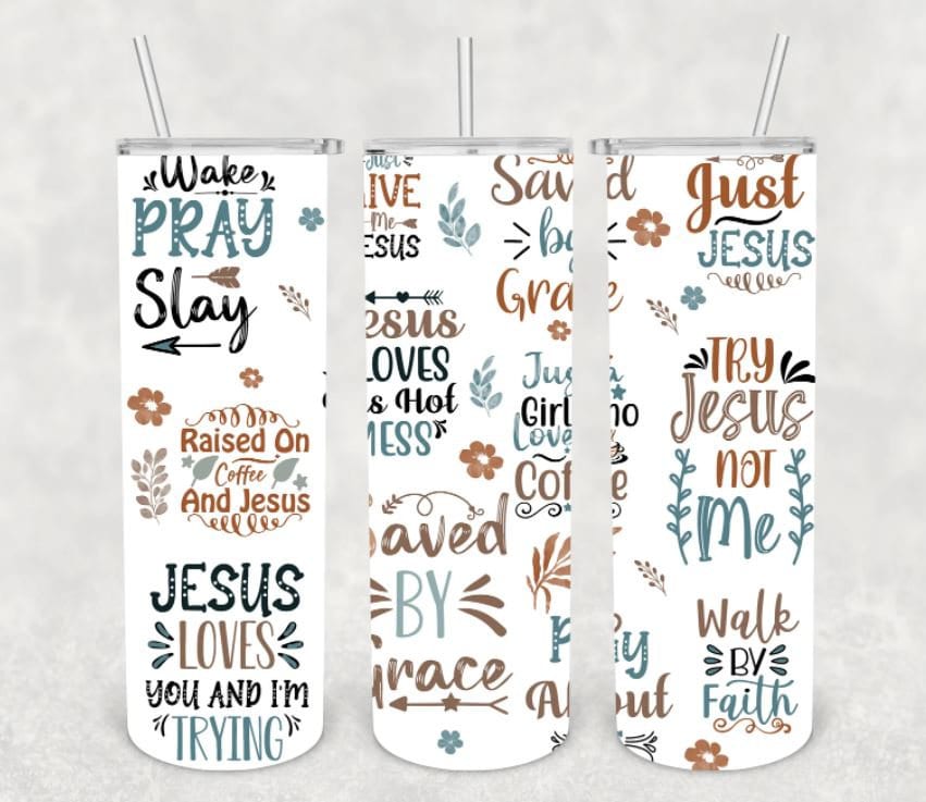 Jesus loves you, 20 oz Skinny Tumbler