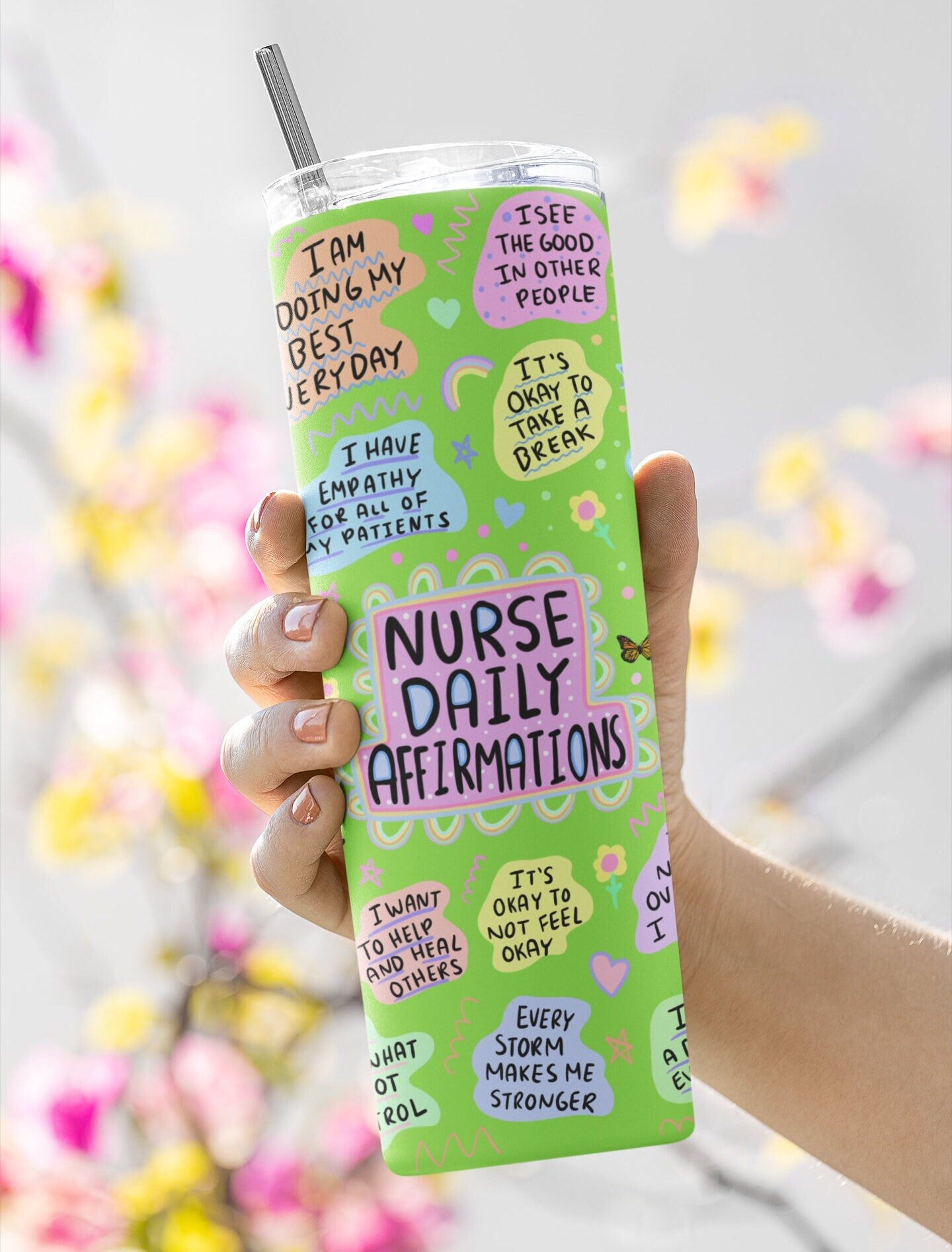 Nurse Affirmation tumbler, gift for Nurse, Nurse's Gift, Daily Affirmation Tumbler, 20oz. Skinny Tumbler, Nurse Graduation Gift