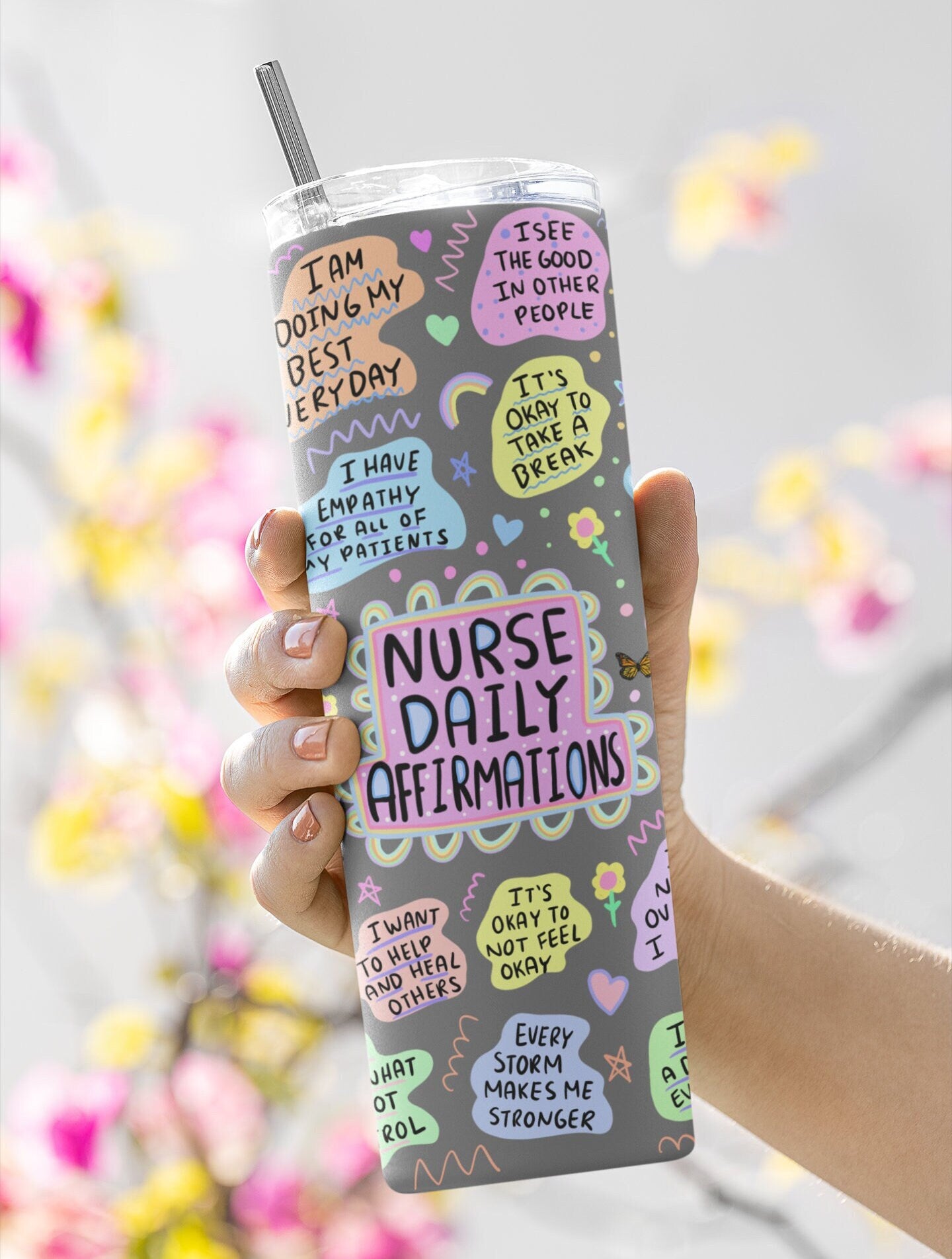 Nurse Affirmation tumbler, gift for Nurse, Nurse's Gift, Daily Affirmation Tumbler, 20oz. Skinny Tumbler, Nurse Graduation Gift