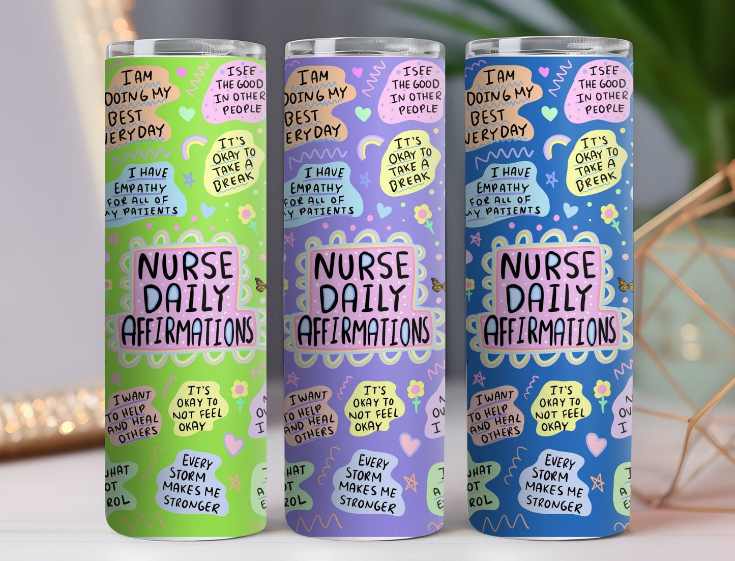 Nurse Affirmation tumbler, gift for Nurse, Nurse's Gift, Daily Affirmation Tumbler, 20oz. Skinny Tumbler, Nurse Graduation Gift