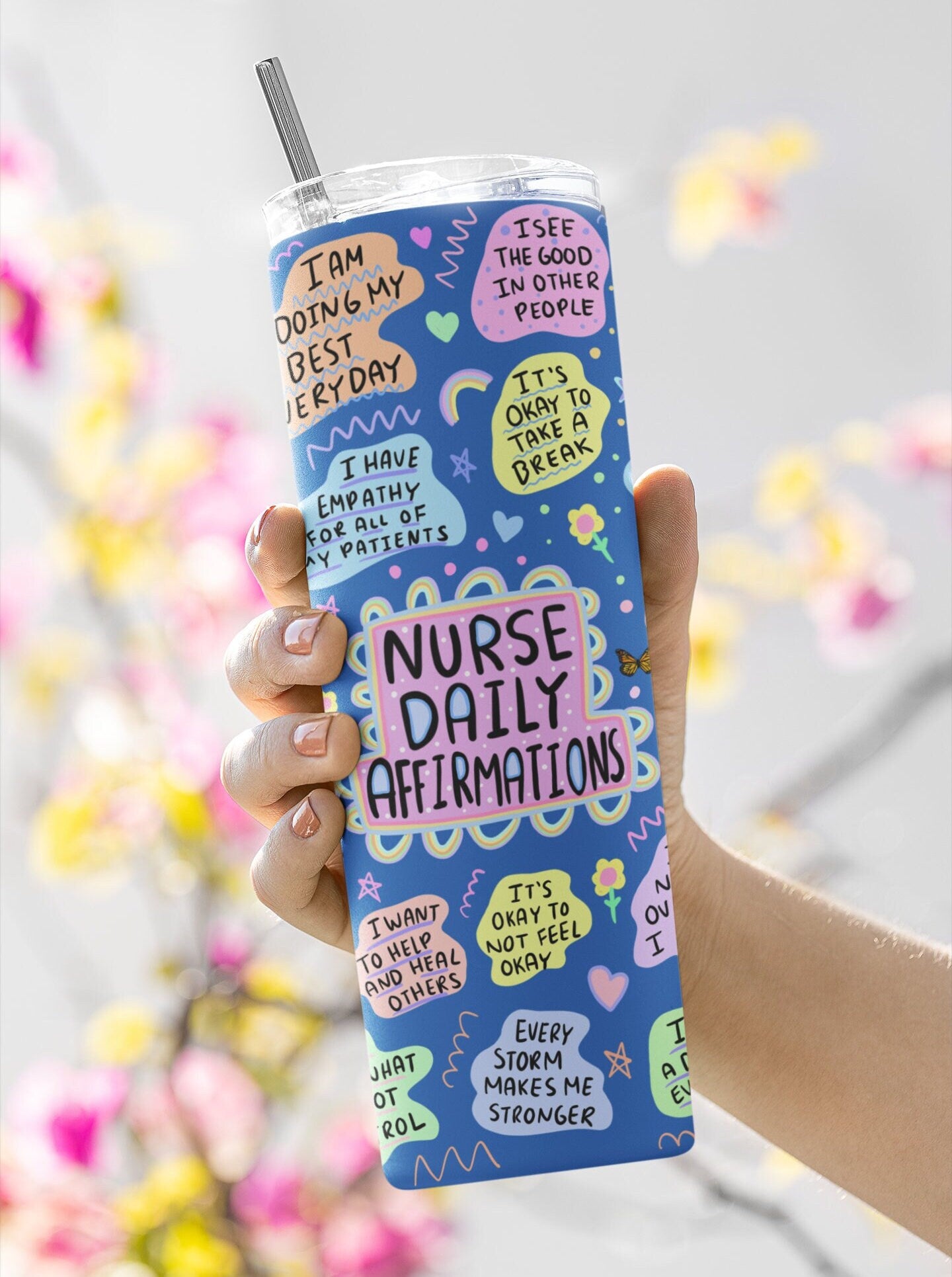Nurse Affirmation tumbler, gift for Nurse, Nurse's Gift, Daily Affirmation Tumbler, 20oz. Skinny Tumbler, Nurse Graduation Gift