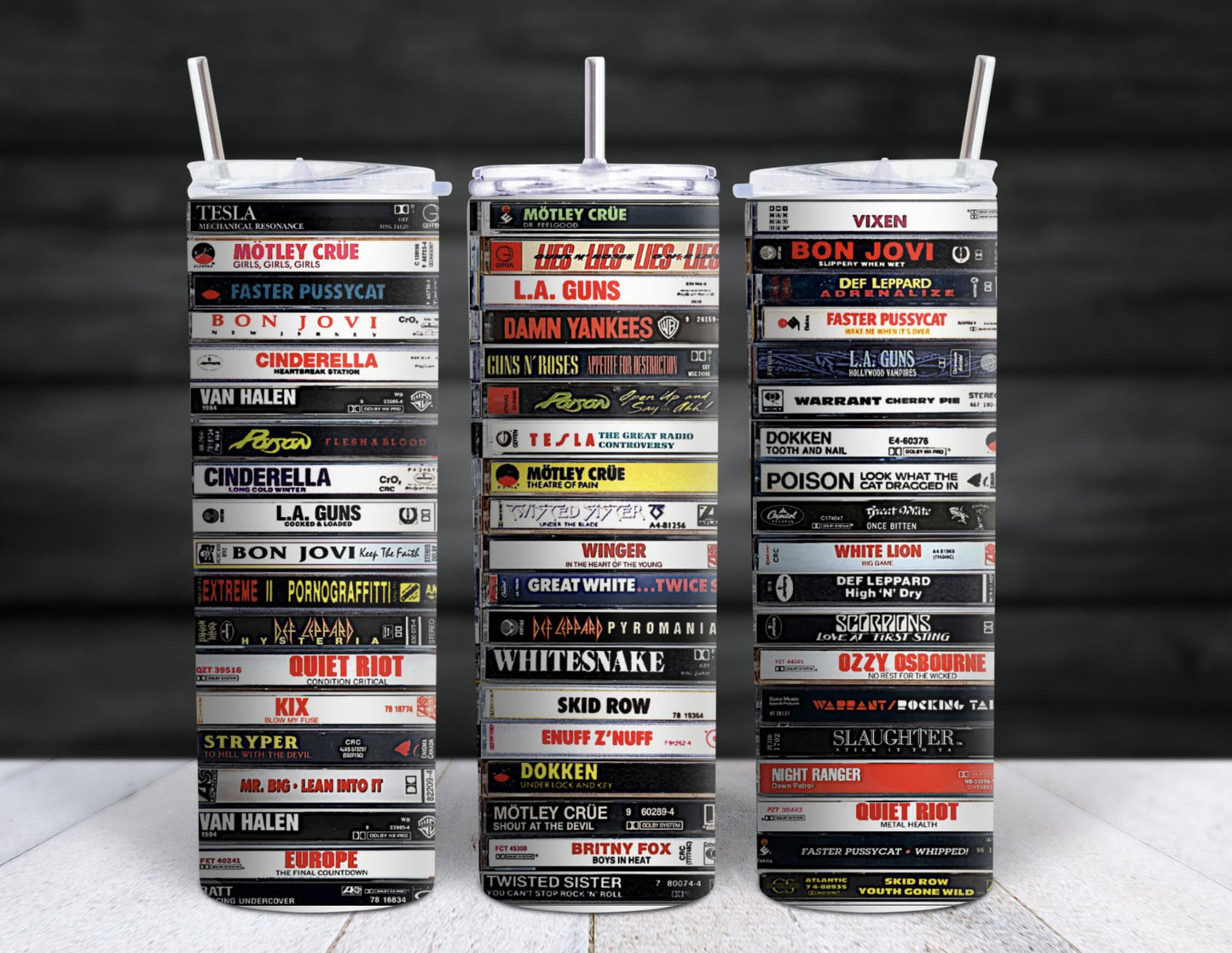 80s 90s Rock, Rock Band Cassettes, Classic Rock Gift, Classic Rock Bands, Rock Cassettes, Rock Band Tumbler, 20 oz. Skinny Tumbler