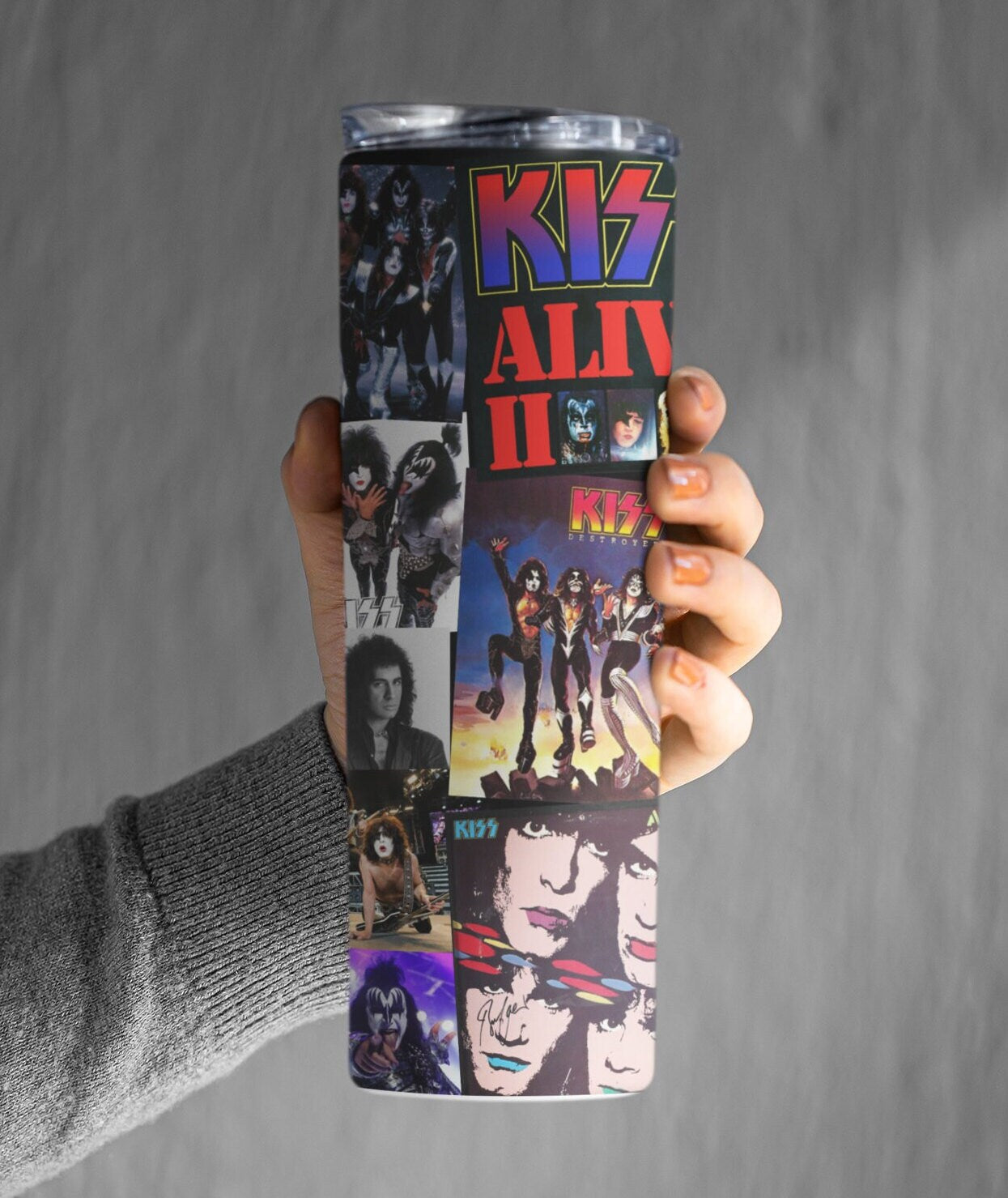 KISS, 80's 90's Rock Band, Hair Metal, Glam Rock, Classic Rock Band, 20 oz. Skinny Tumbler,