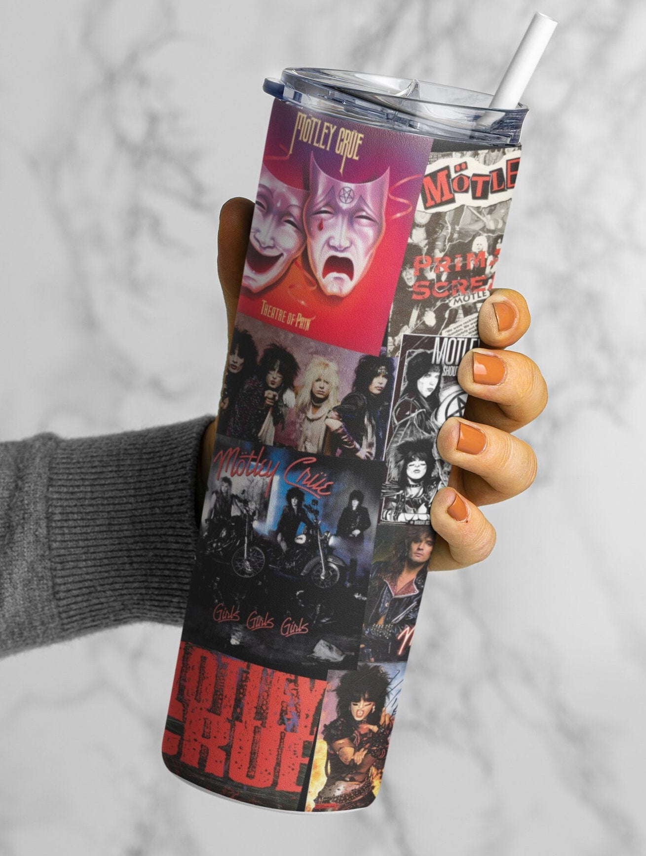 Motley Crue, 80's 90's Rock Band, The Crue, Hair Metal, Glam Rock, Classic Rock Band, 20 oz. Skinny Tumbler,