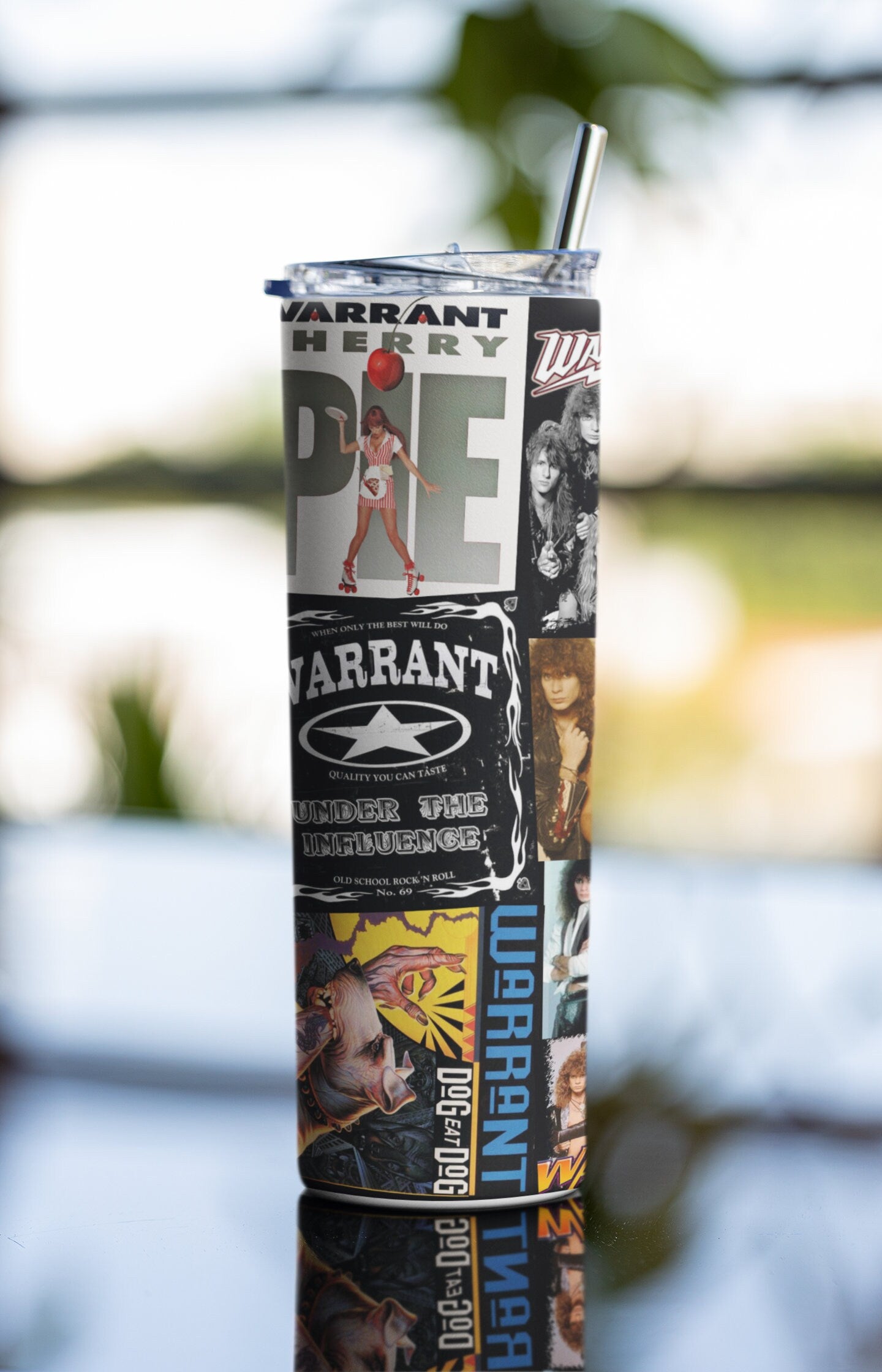 Warrant, 80's 90's Rock Band, Hair Metal, Glam Rock, Classic Rock Band, Rock and Roll, 20 oz. Stainless Steel Skinny Tumbler
