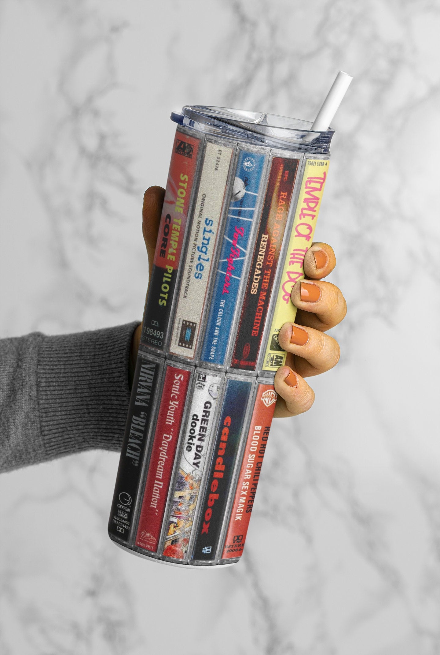 90s Grunge/Alternative Rock, Cassette Tape Tumbler, Vintage Grunge Rock, Grunge Rock Gift, 20oz. Stainless Steel Tumbler