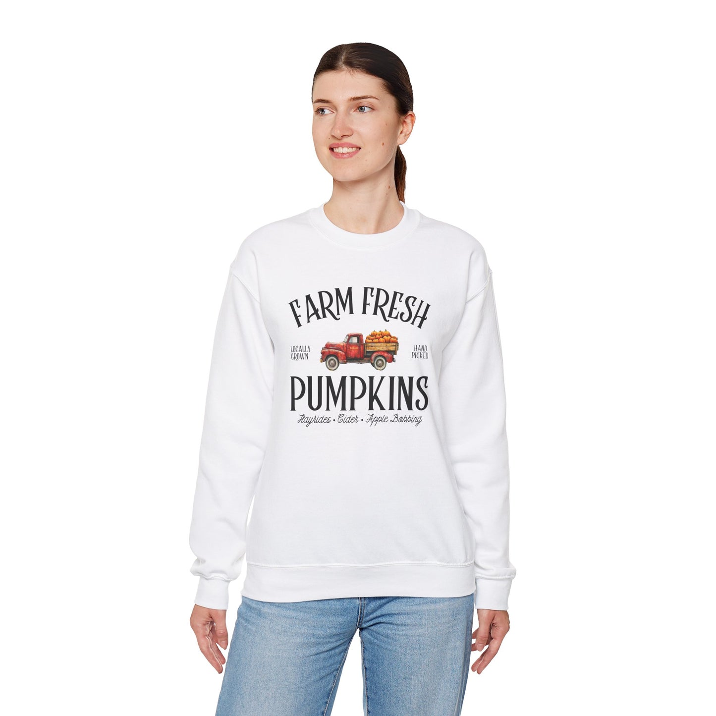 Farm Fresh Pumpkins Graphic Sweatshirt – Vintage Truck Fall Design