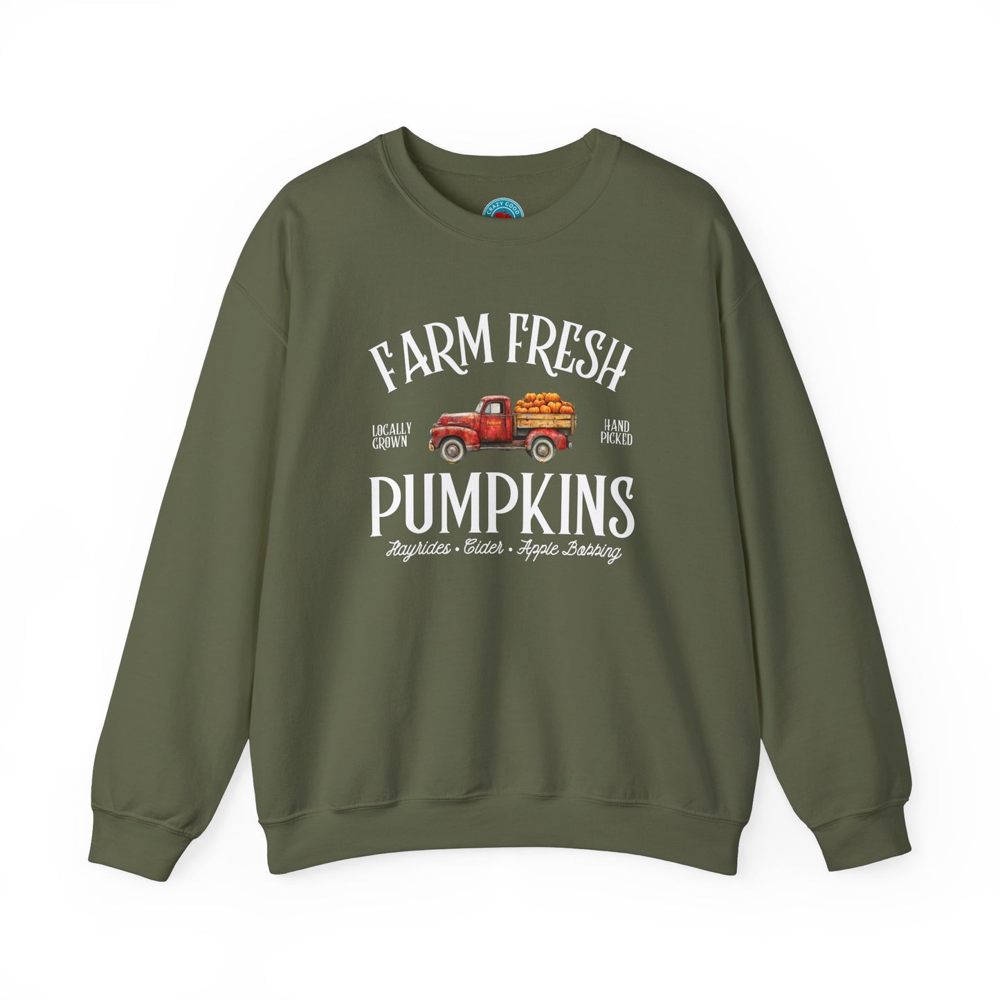 Farm Fresh Pumpkins Graphic Sweatshirt – Vintage Truck Fall Design