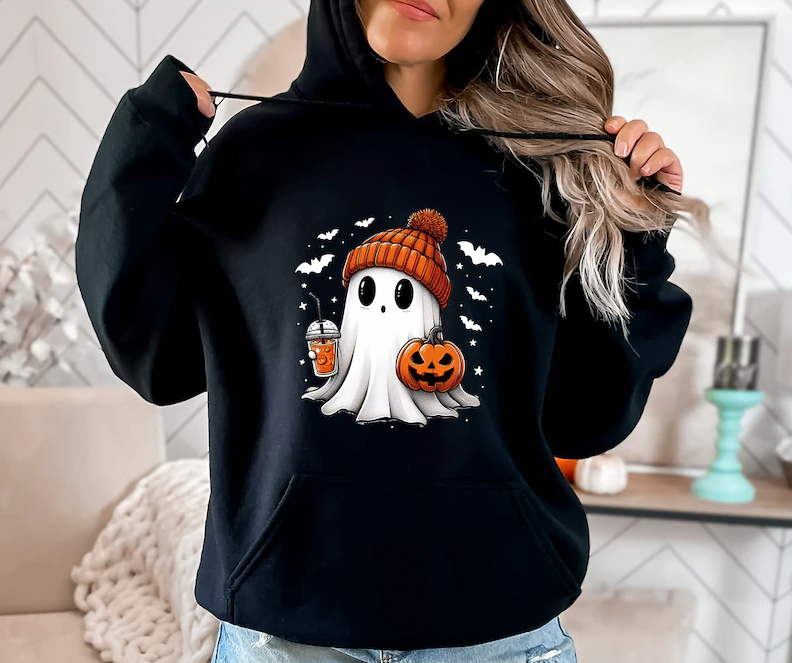 Cute Ghost Hoodie, Halloween Ghost Hoodie, Womens Halloween Hoodie, Cute Fall Hoodie, Spooky Season Hoodie, Pumpkin Season, Halloween Gift