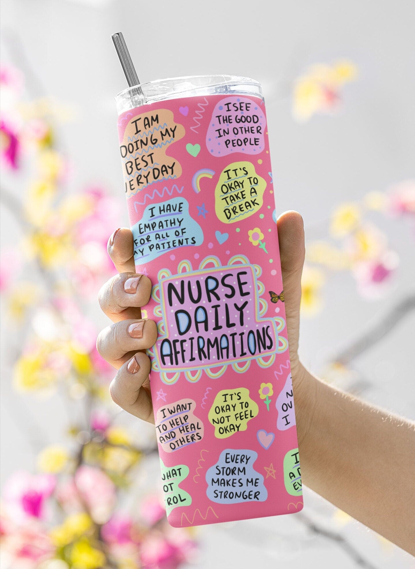 Nurse Affirmation tumbler, gift for Nurse, Nurse's Gift, Daily Affirmation Tumbler, 20oz. Skinny Tumbler, Nurse Graduation Gift