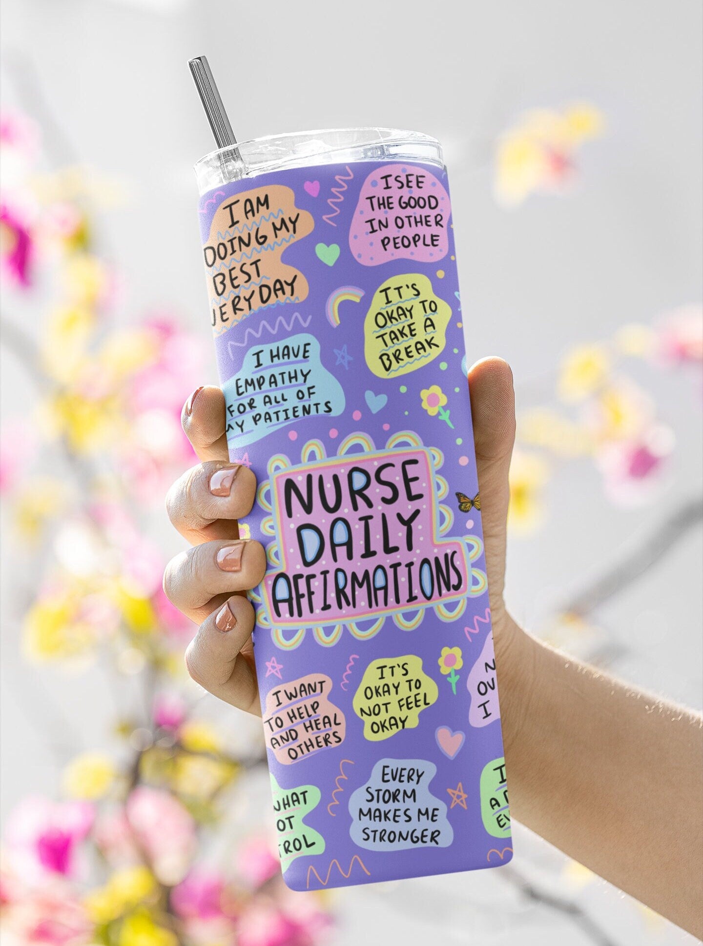 Nurse Affirmation tumbler, gift for Nurse, Nurse's Gift, Daily Affirmation Tumbler, 20oz. Skinny Tumbler, Nurse Graduation Gift