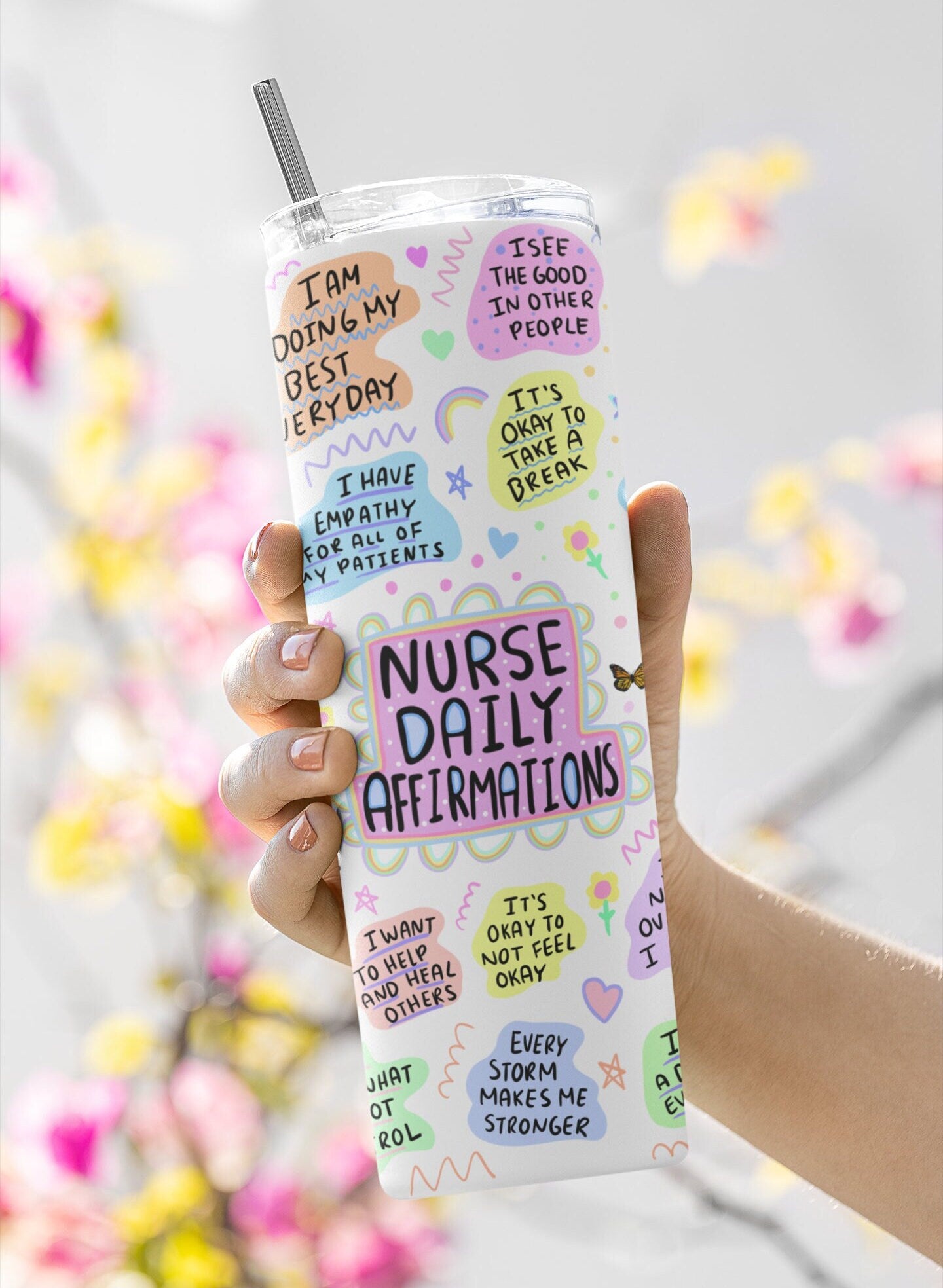 Nurse Affirmation tumbler, gift for Nurse, Nurse's Gift, Daily Affirmation Tumbler, 20oz. Skinny Tumbler, Nurse Graduation Gift