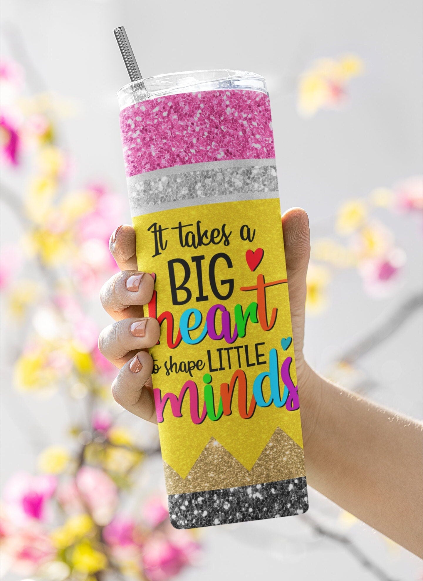 It takes a Big Heart to teach Little Minds, Personalized Teacher Gift, Best Teacher ever, Teacher Appreciation Gift, 20oz. Skinny Tumbler