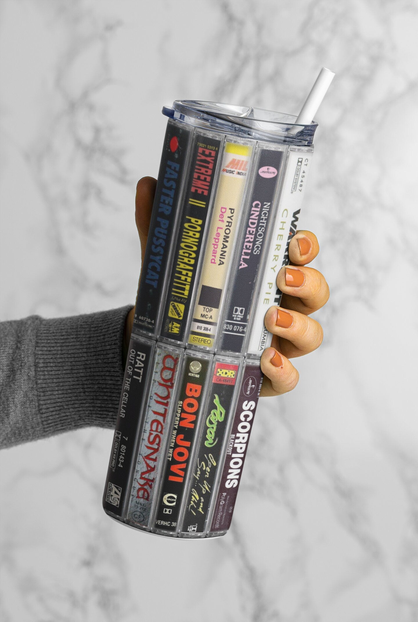 80s & 90s Hair Bands, Glam Metal, Cassette Tape Tumbler, Classic Rock Bands, Vinatge Rock Bands, 20oz. Stainless Steel Tumbler