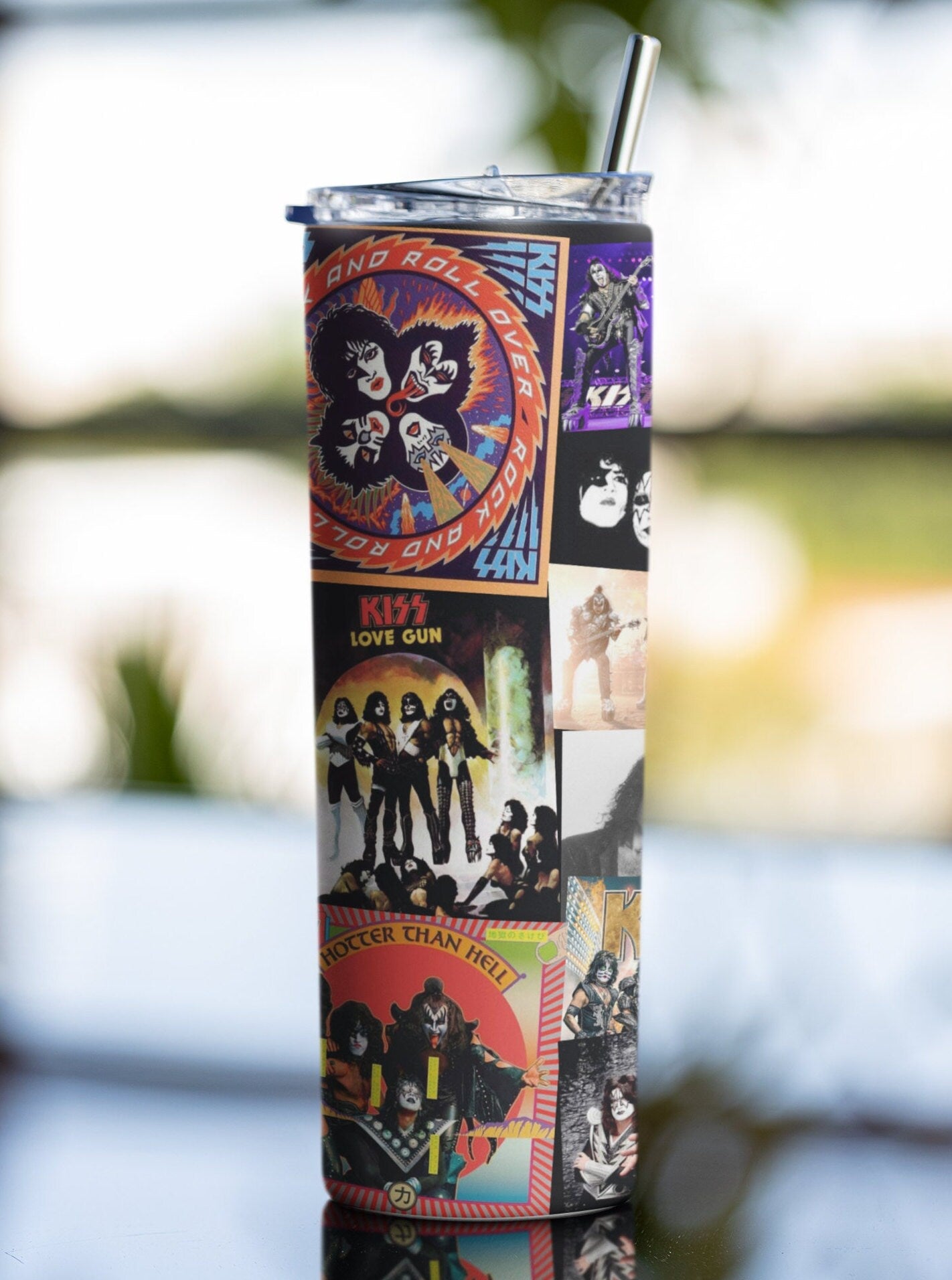 KISS, 80's 90's Rock Band, Hair Metal, Glam Rock, Classic Rock Band, 20 oz. Skinny Tumbler,