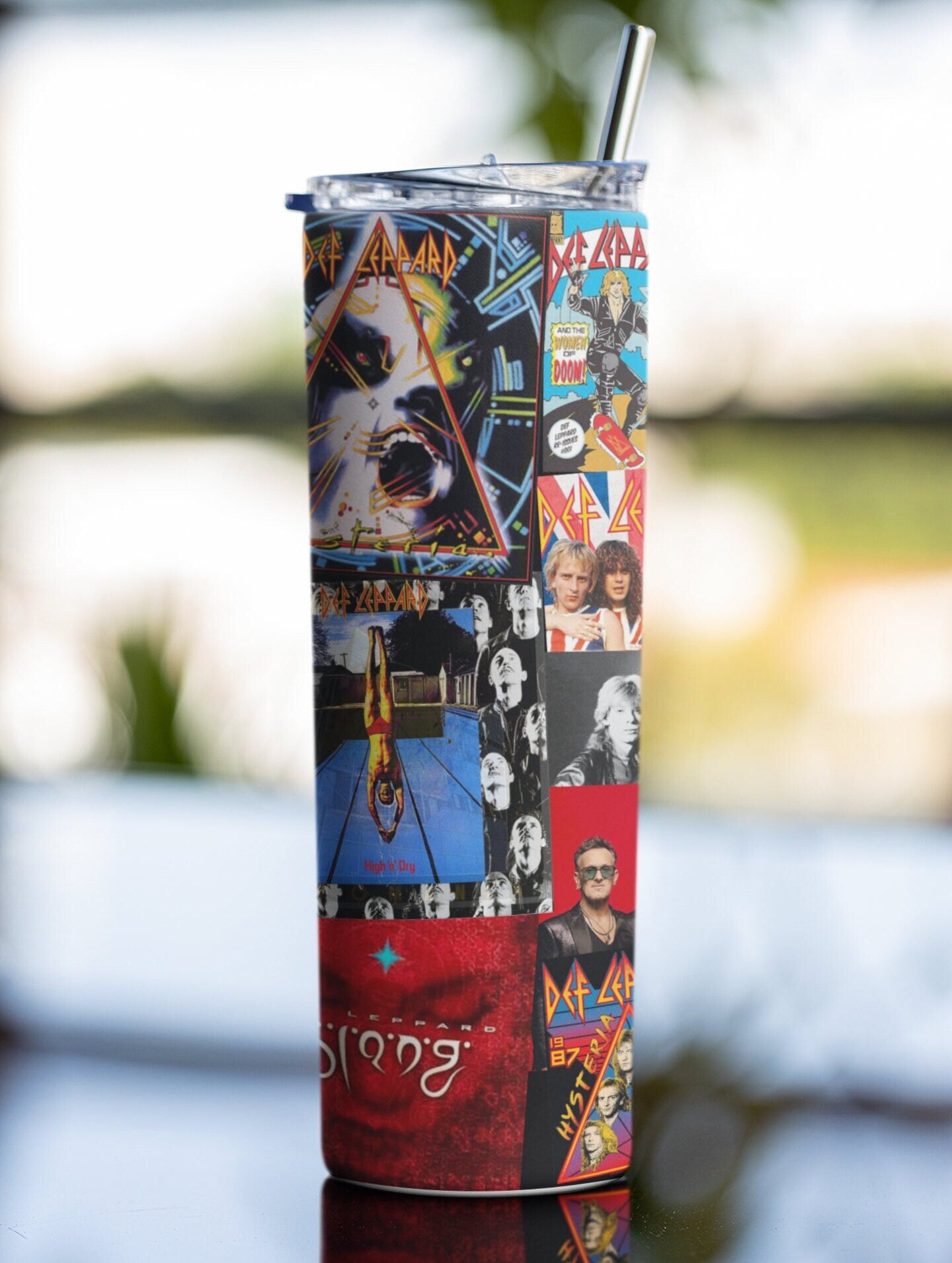 Def Leppard, 80's 90's Rock Band, Hair Metal, Glam Rock, Classic Rock Band, Rock and Roll, 20 oz. Stainless Steel Skinny Tumbler